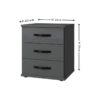 Urban Deco - Grey 3 Drawer Wooden Bedside Cabinet,Bedroom Storage Furniture - grey