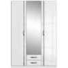 Urban Deco - White 3 Door Mirrored Wardrobe, Bedroom Storage Furniture - white