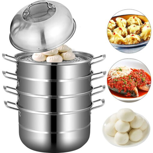 VEVOR Food Steamer Pot Stainless Steel Food Steamer 30cm Cooking Tool 12 Heating Steamed Dishes Soup