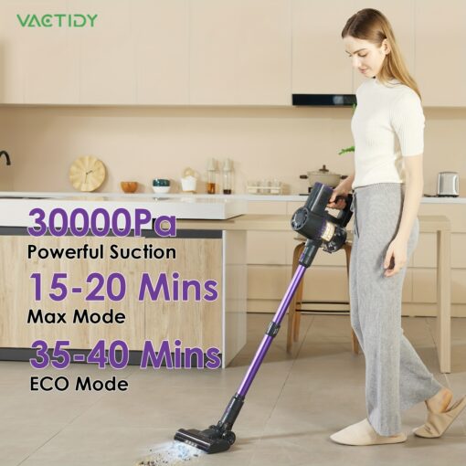 Vactidy V8 Pro Cordless Vacuum Cleaner With Upgraded Floor Brush, Powerful Stick Vacuum With Touch Display, Self-standing Design, Lightweight Vacuum