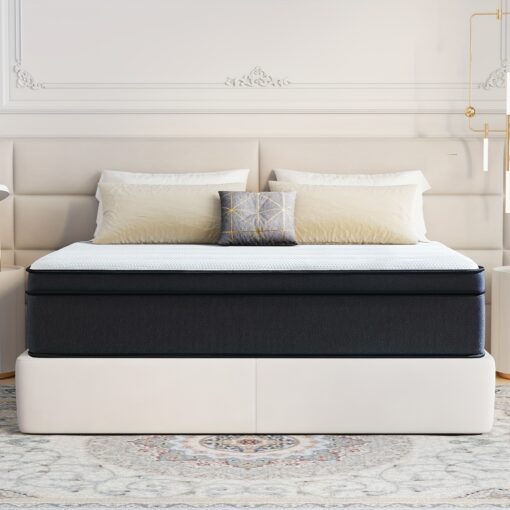 Value For Money! ! ! 12 Inch Queen Mattress Hybrid Mattress, 7 Zoned Layers, Multi Layer Construction, Deep Black High End Mattress For Rv, Master