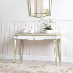 Vanity Living - 120cm Wide 2 Drawers Console Table for Living Room Furniture, Slim 79cm Heighted Entryway Table, Modern Table for Hallway - Champagne