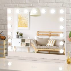 Vanity Mirror Large Led Lighted Dimmable Make Up Mirror, Screen Touch Control, Simple Style