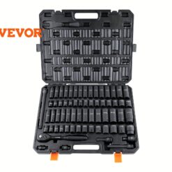 Vevor 1/2" Drive Impact Socket Set, 65 Piece Sae 3/8" To 1-1/4" And Metric 10-24mm, 6 Point Alloy Steel For Auto Repair, Easy-to-read Size ,