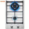 Vevor 12 Inch, Max 12250btu 2 Burners Built-in Stainless Steel Gas Stove Top, Lpg/ng Convertible Natural Gas Hob With Thermocouple Protection For