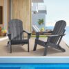 Vevor - Adirondack Chair Plastic, Set of 2 All-Weather Portable Folding Fire Pit Chair, Outdoor Adirondack Patio Chair with Cup Holder, with Relaxing