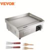 Vevor Griddle, 21", 1600w Countertop Flat , Stainless Steel With Non Stick Iron Cooking Plate, Adjustable 2 Shovels & Brushes, 110v