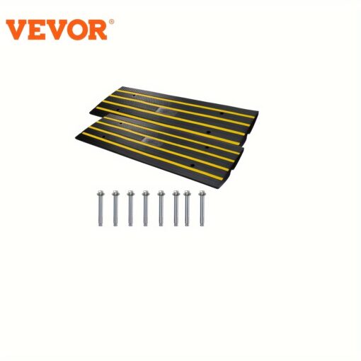 Vevor Rubber For Driveway 2 Pack, 15t Heavy Duty Sidewalk , 2.6" Rise Height Cable Cover Bridge Ramp For Garage For Low Cars, Wheelchairs