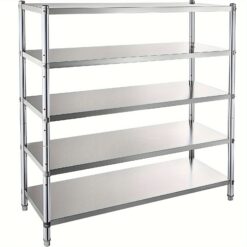 Vevor Stainless Steel Shelving 60x18.5 Inch 5 Tier Adjustable Shelf Storage Unit Stainless Steel Heavy Duty Shelving For Kitchen Commercial Office