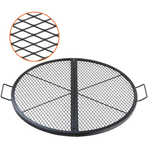 Vevor - X-Marks Fire Pit Grill Grate, Foldable Round Cooking Grate, Heavy Duty Steel Campfire bbq Grill Grid with Handle and Support x Wire, Portable