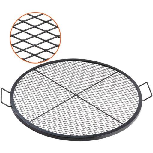 Vevor - X-Marks Fire Pit Grill Grate, Round Cooking Grate, Heavy Duty Steel Campfire bbq Grill Grid with Handle and Support x Wire, Portable Camping