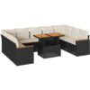 Vidaxl - 10 Piece Garden Sofa Set with Cushions Black Poly Rattan Acacia