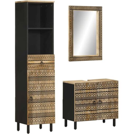 Vidaxl - 3 Piece Bathroom Furniture Set Solid Wood Mango