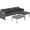 Vidaxl - 3 Piece Garden Lounge Set with Cushions Poly Rattan Grey