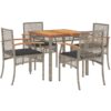 Vidaxl - 5 Piece Garden Dining Set with Cushions Grey Poly Rattan