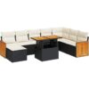 Vidaxl - 7 Piece Garden Sofa Set with Cushions Black Poly Rattan Acacia