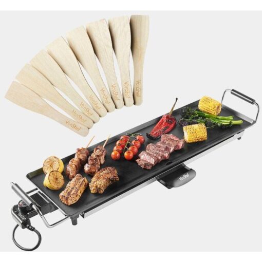 Vonshef - xl Teppanyaki Grill - 2000W Electric, Multipurpose, Easy Clean bbq Table Top Grill with Adjustable Temperature Control, Oil Drip Tray & 8