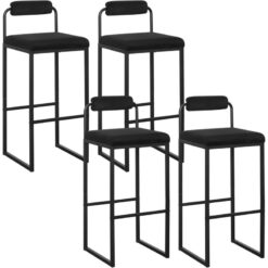 WOLTU 4 pc Velvet Bar Stools W/ Back Rest Kitchen Dining Furniture Bar Chairs Black