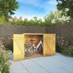 Waltons Overlap Double Door Pent Wooden Garden Bike Storage Shed - 3 x 6