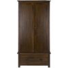 Wardrobe 2 Door 1 Drawer Solid Pine Wooden Bedroom Furniture Clothing Storage