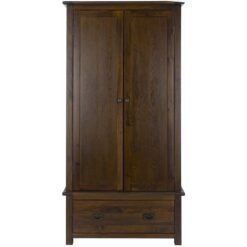 Wardrobe 2 Door 1 Drawer Solid Pine Wooden Bedroom Furniture Clothing Storage