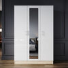 Wardrobes 3 Door High Gloss Door with Large Storage Bedroom Furniture Capacity Multi Compartment with Mirror White/Oak 1200 x 500 x 1800mm - Elegant