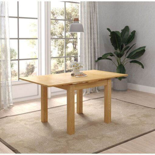 Waverly Oak Small Extendable Dining Table in Light Oak, Solid Oak Wooden Dining Table, Rectangular Kitchen Table, Folding Dining Table for Dining