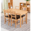 Waverly Oak Small Table and Chairs Set 4, Dining Table (120x70cm) & Ladder Back Solid Oak Dining Chairs (Brown), Kitchen Table, Dining Room Sets for