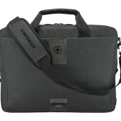 Wenger MX ECO Brief 16" Laptop Messenger Bag - Charcoal, Black,Silver/Grey