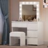 White Dressing Table Hollywood led Mirror Makeup Desk Vanity Table Bedroom Furniture