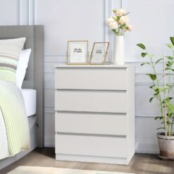 White Linen Surface 60*38*78cm No Handle 4 Drawers Chest