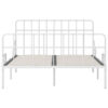 White Metal Bed Frame 140X200 Cm With Slatted Base - No Mattress Included