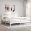 White Solid Wood Pine Bed Frame 200X200 Cm - Mattress Not Included, Durable And Stylish