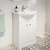 White Vanity Unit with Basin Sink Bathroom Furniture 550mm Freestanding Matte