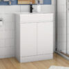 White Vanity Unit with Ceramic Basin Sink Bathroom Furniture 600mm Freestanding Gloss