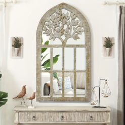 Window Mirror Wall Decor, Arched Window Mirror, Large Farmhouse Wall Mirror Decorative, Mirror For Entryway/fireplace/living Room/bedroom/dining