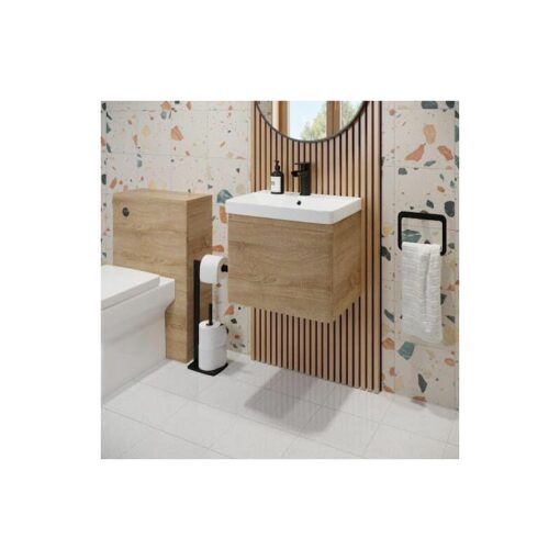 Wood Effect Bathroom Furniture Vanity Unit with Basin Sink Cabinet Storage 500mm Wall Hung