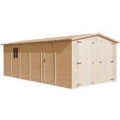 Wooden Garden Shed - Garage with Windows - W11ft x L20ft x H7ft Timber Shiplap Shed - Garden Workshop - Car, Bike, Tool Shed Storage Timbela M102