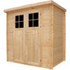 Wooden Garden Shed- Pent Shiplap Wooden Shed H200 x 142 x 204cm/2.22 m2 - Door with high quality lock, 19 mm planks - Bike shed, Small shed, windows