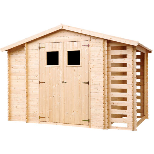 Wooden Garden Shed and Log shed, 19 mm planks - Sheds and Outdoor Storage - Wooden Shed - H218 x 328 x 206 cm / 5.41 m2 (1.5 m3 capacity), Bike