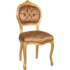 Wooden chair French Louis XVI style upholstered armchair 44x88x42 cm Solid beech armchair Living room chair Gold finish