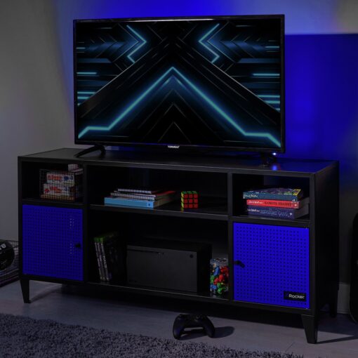 X Rocker Mesh-Tek 2 Door TV Unit - Black & Blue