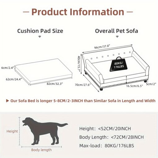 Xxl Dog Sofa Elevated Pet Couch Bed Orthopedic Cushion For Medium Large Dogs