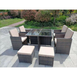 Yakoe - eton rattan garden 8 seater cube set in brown