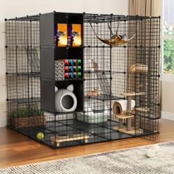 Yardbliss Cat Cage With Storage Cube Diy Indoor Cat Enclosures Metal Cat Playpen