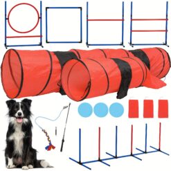 Yarsca Dog Agility Equipments, Includes Pole Toy, 3 , 2 Agility Tunnel, 3 Jumps, 6 , , Agility Course Set For Backyard, Indoor, Outdoor