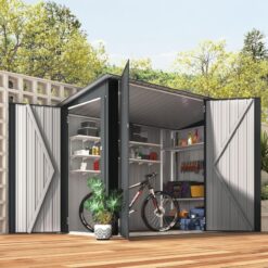 Yodolla - 2.3x1.2m Garden Shed Storage,Metal Lockable Outdoor Bike Shed with Door for 4-5 Bikes,Waterproof Galvanized Steel Tool Storage Shed for