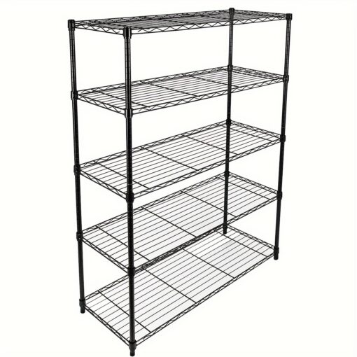 Yssoa Heavy Duty 5-shelf Shelving With Wheels, Adjustable Storage Units, Steel Organizer Wire Rack, Black