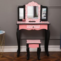 -fold Mirror Single Drawer Arc Feet Children Dresser Print