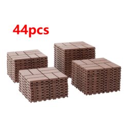 (grey And Brown) Plastic Interlocking Deck Bricks, 44 Pack And 88 Pack Terrace Deck Bricks, Square Waterproof Outdoor All Weather Use, Pool Side